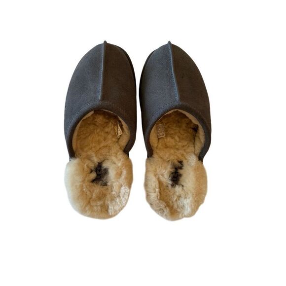 UGG Mens Gray Round Toe Sheepskin Suede Slip On Flat Slippers Size 9 main image 11
